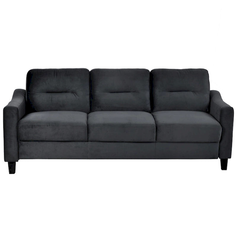 Black 76.7 Velvet 3-seater Sofa with Hardwood Frame and High-Density Foam