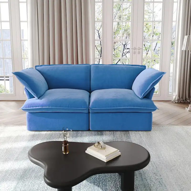 Modular Sectional Sofa Couches, 82.66 Velvet Loveseat Sofa with Ottoman