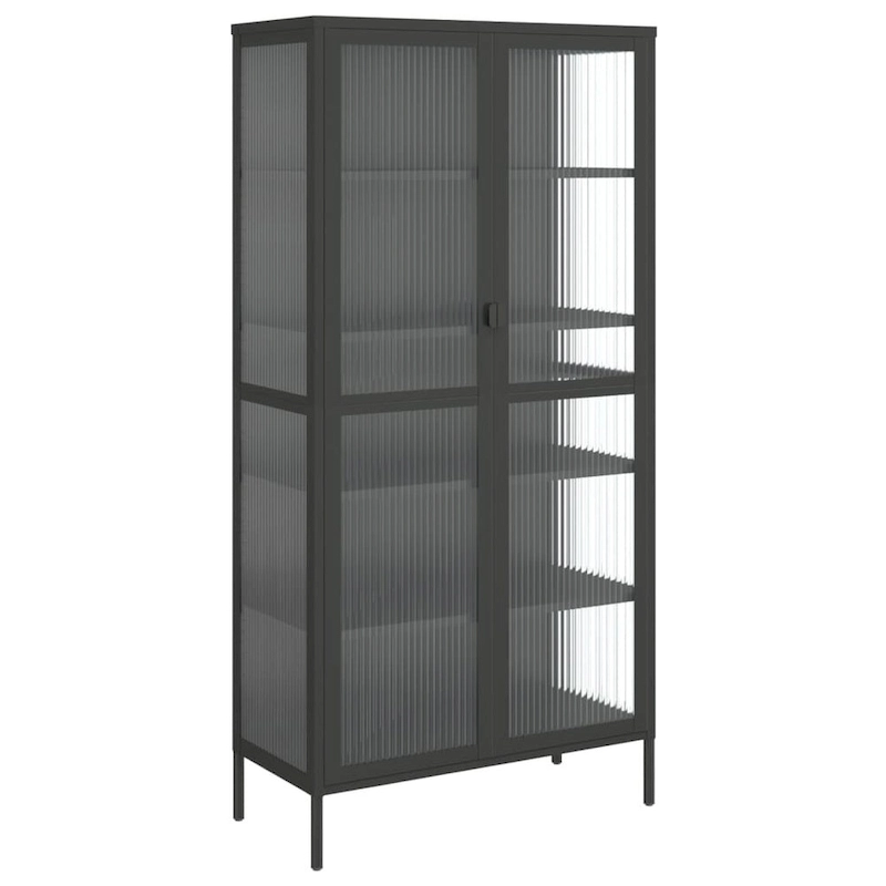 vidaXL Highboard Black 33.5 x15.7 x70.9  Glass and Steel