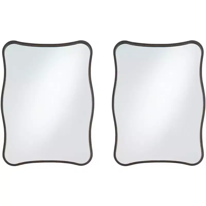 Uttermost Pavia Dark Bronze 24 x 32 Curvy Wall Mirrors Set of 2