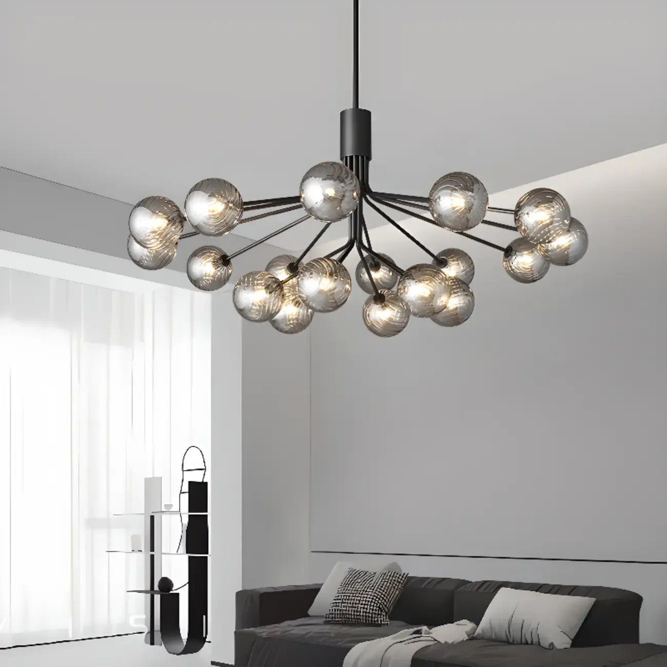 2-Tier Modern Globe Chandelier Adjustable Hanging Length
