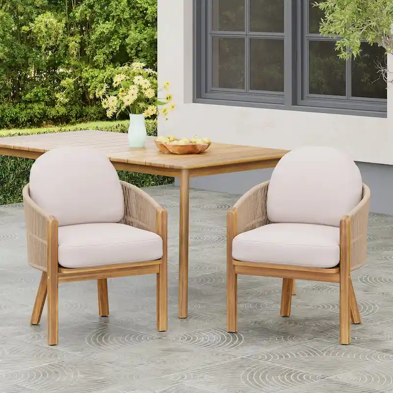 Christopher Knight Home - Eleanor Outdoor Acacia Wood Dining Chair (Set of 2)