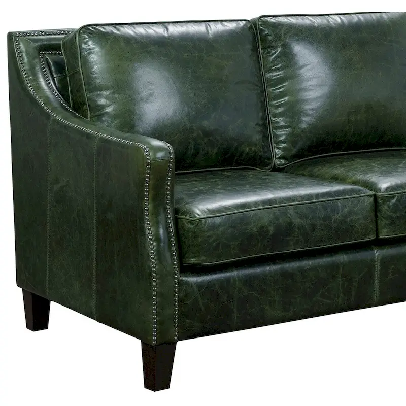 Essex Distressed Green Top Grain Leather Sofa, Loveseat and Chair Set