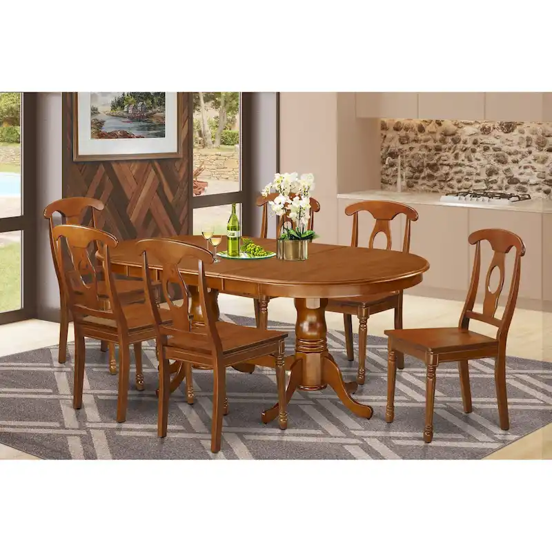East West Furniture Table Set Consist of an Oval Table with Butterfly Leaf and Dining Chairs (Chair Seat Type Options)