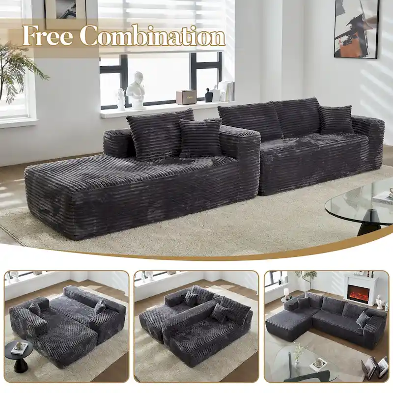 HOOOWOOO Modern L-shaped Modular Sectional Sofa with Chaise