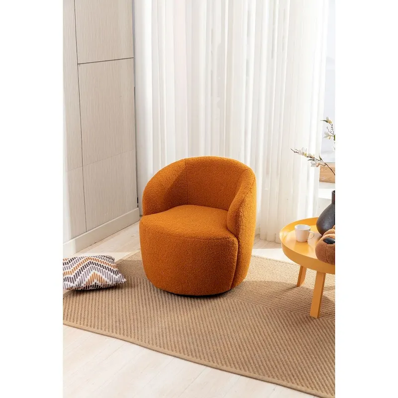 Teddy Fabric Swivel Accent Armchair Barrel Chair