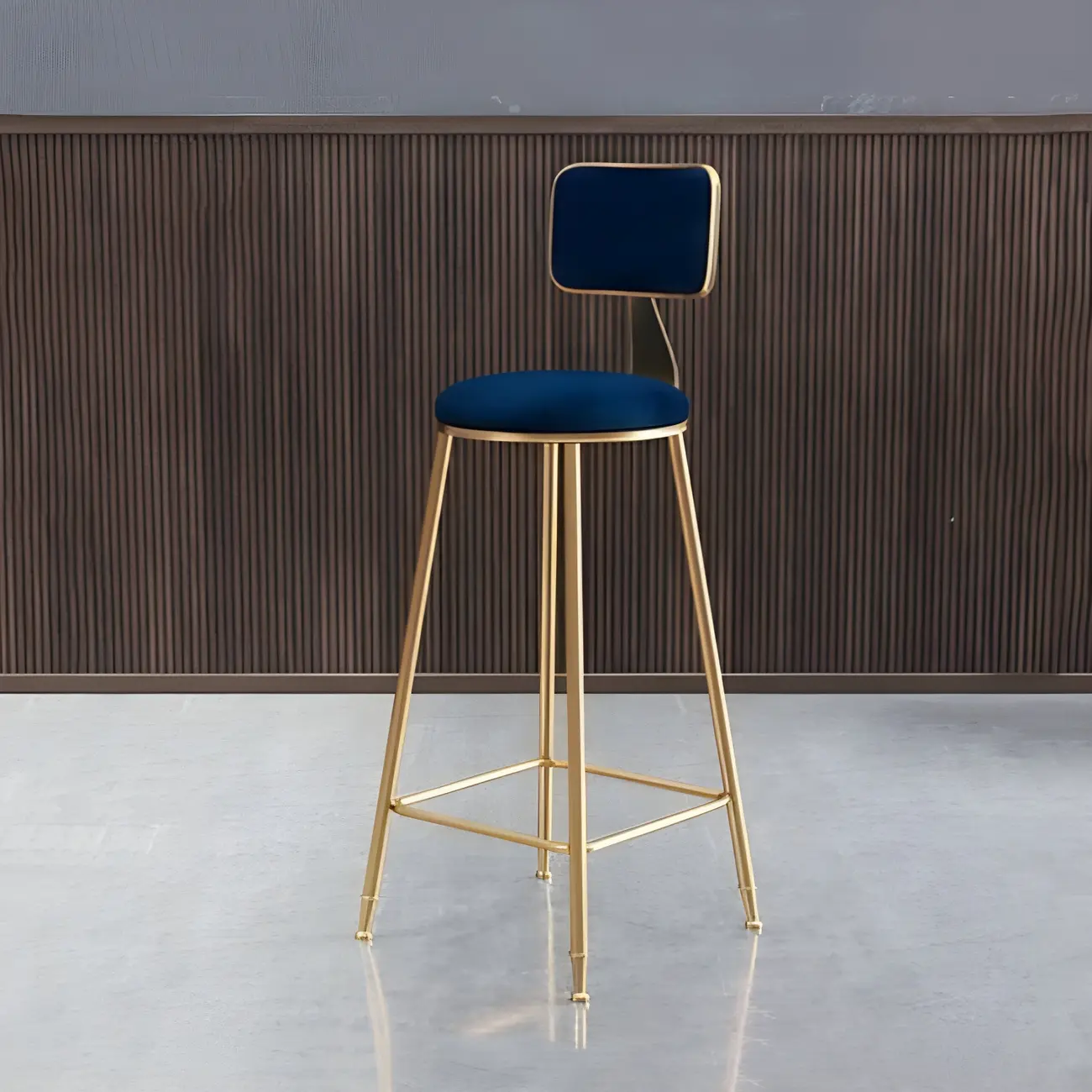 Round Velvet Upholstered Counter Bar Stools