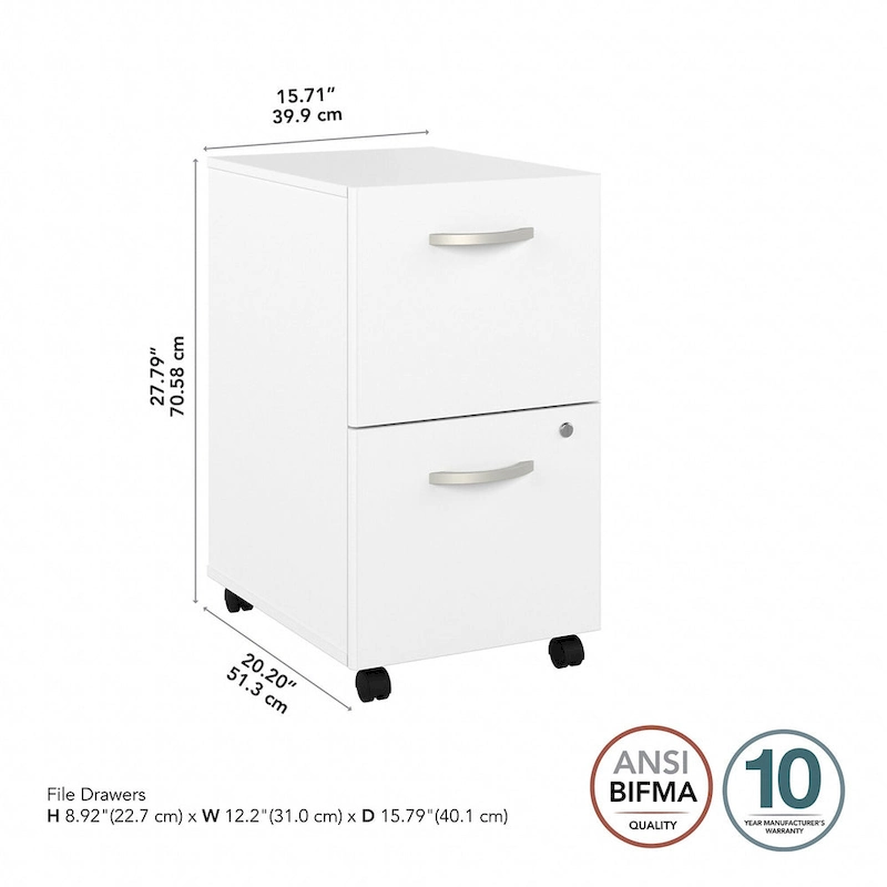 Hybrid 2 Drawer Mobile File Cabinet by Bush Business Furniture