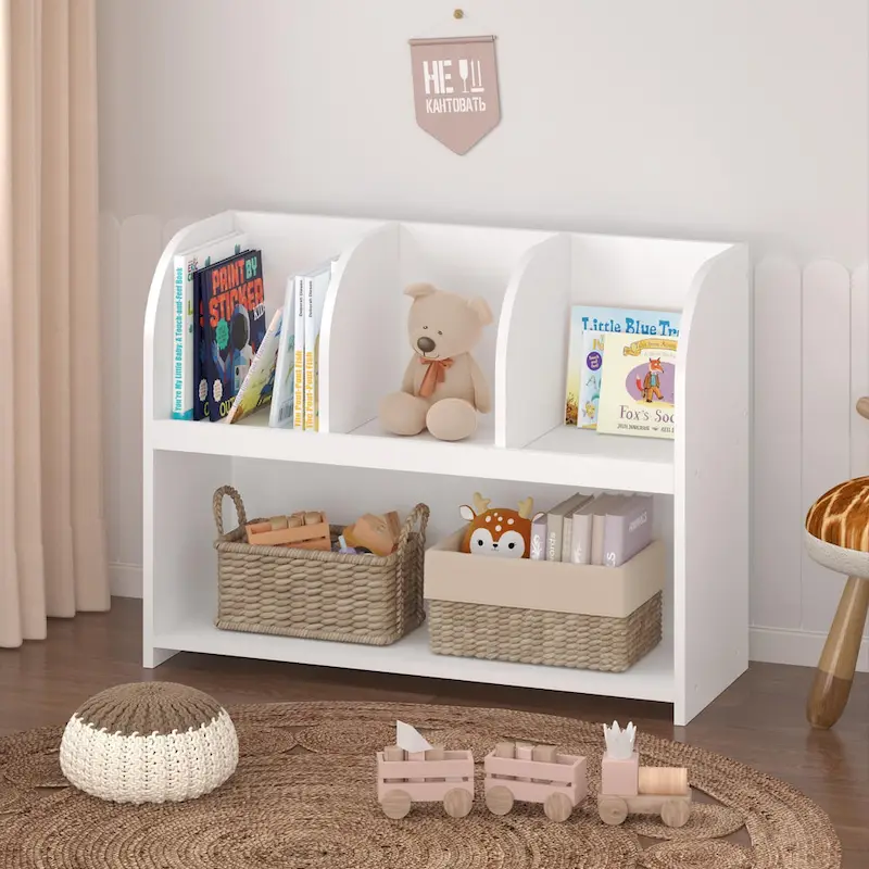 White 4-Compartment Kids Bookshelf, 1-Person Assembly