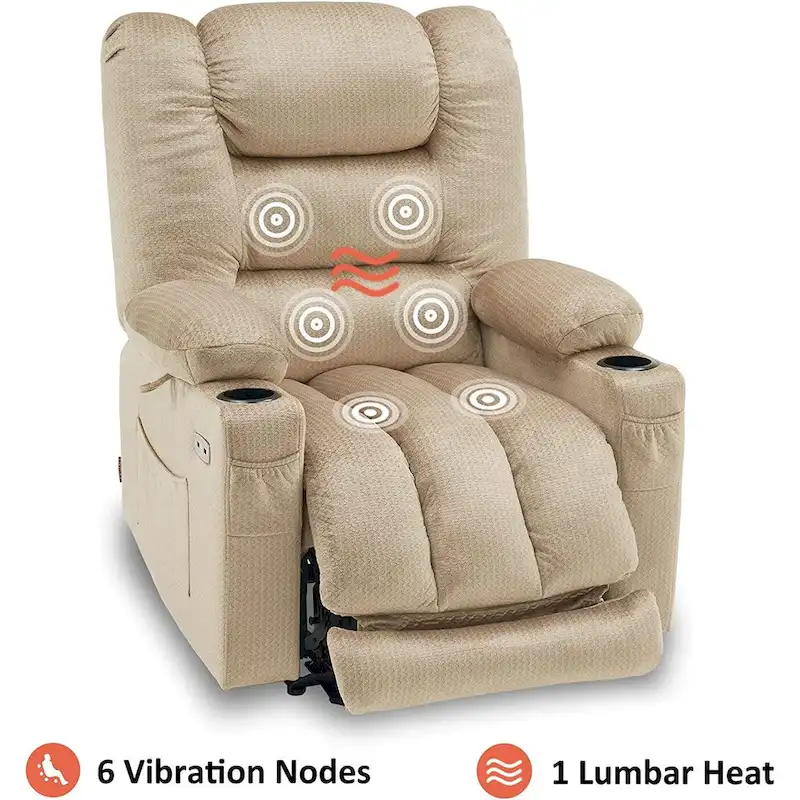 MCombo Electric Power Recliner Chair with Heat and Massage, Fabric 6079/PR670