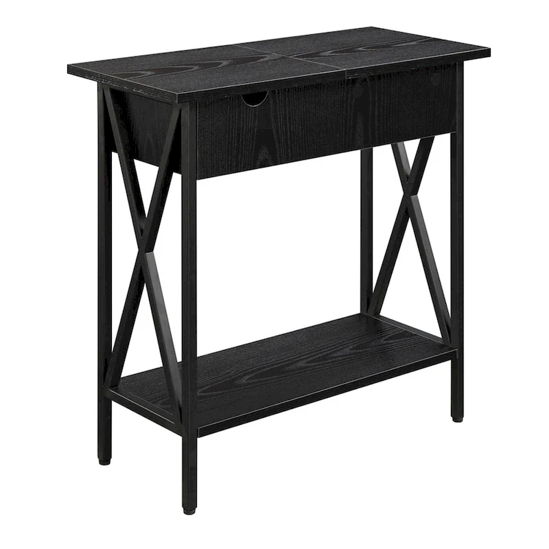 Tucson Flip Top End Table with Charging Station and Shelf