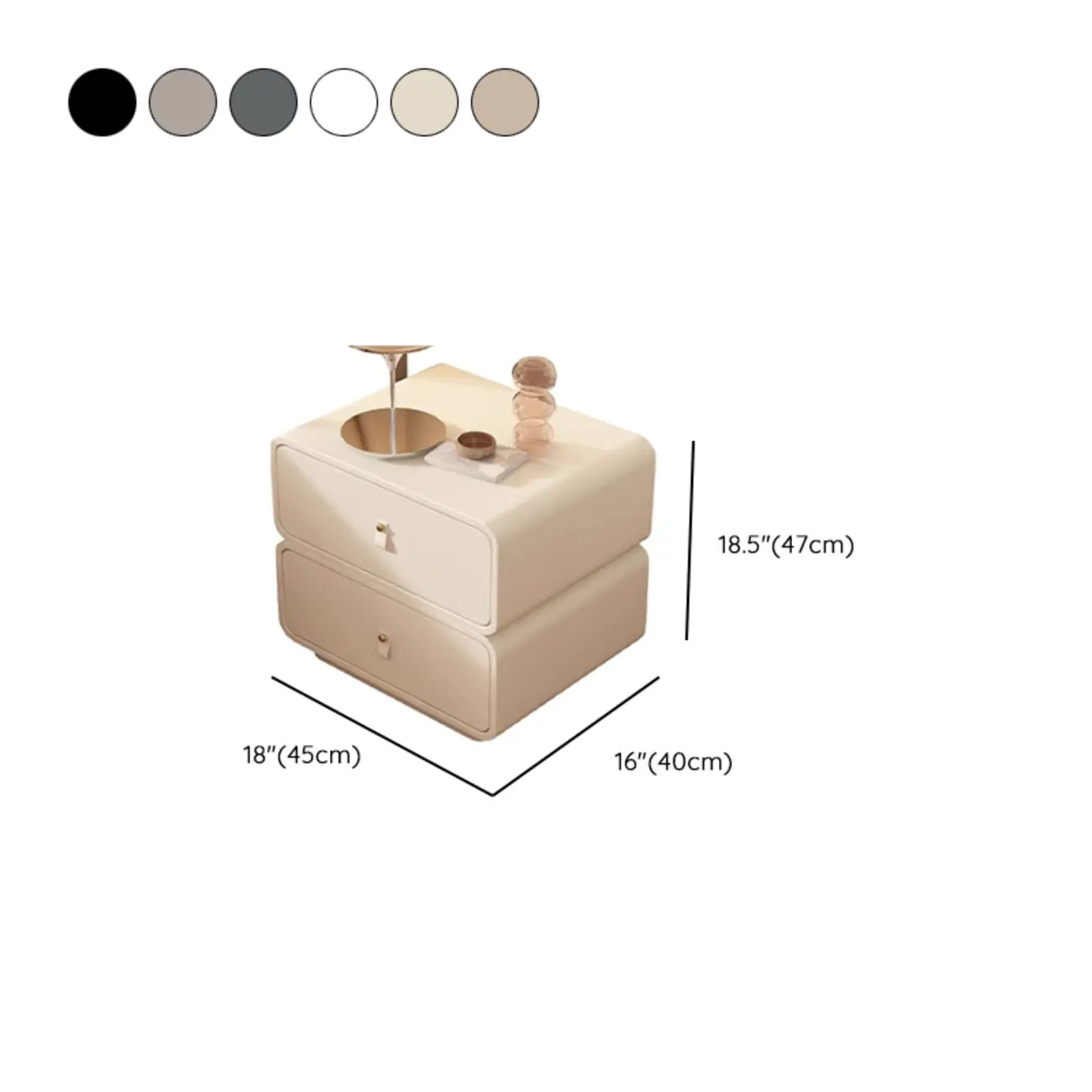 Modern Faux Leather 2-Drawer Nightstand