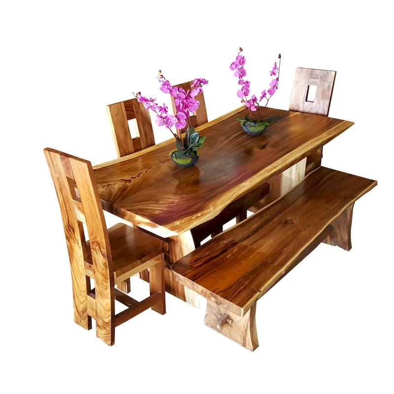Chic Teak Suar Live Edge Unique Slab Dining Table - 71 Long (Table Only)