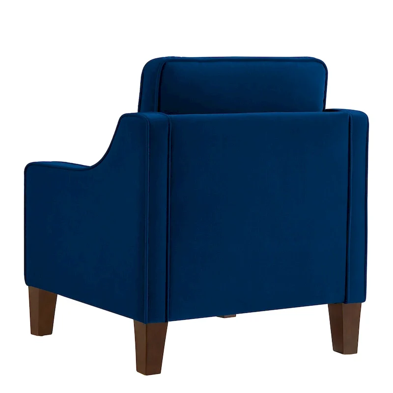 Upholstered Velvet Accent Chair with Wooden Legs