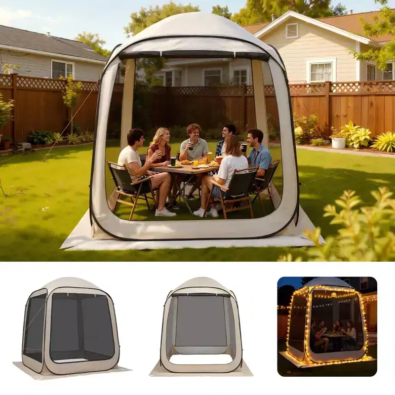 6' x 6' Pop Up Screen House Tent with 360 Mesh Walls for 4-6 People - Carry Bag Included