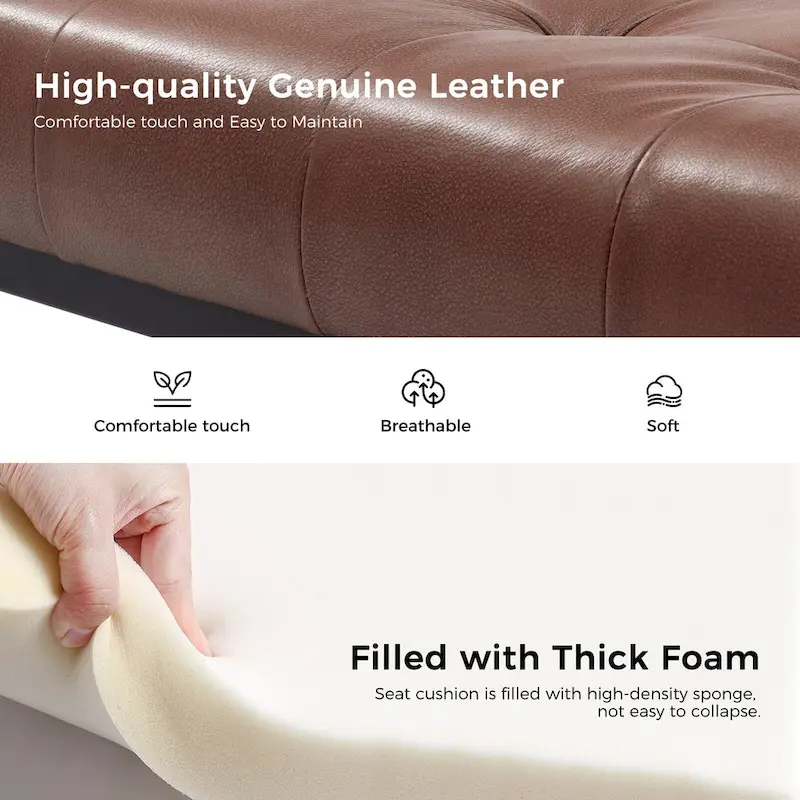 Classic Genuine Leather Bedroom Bench