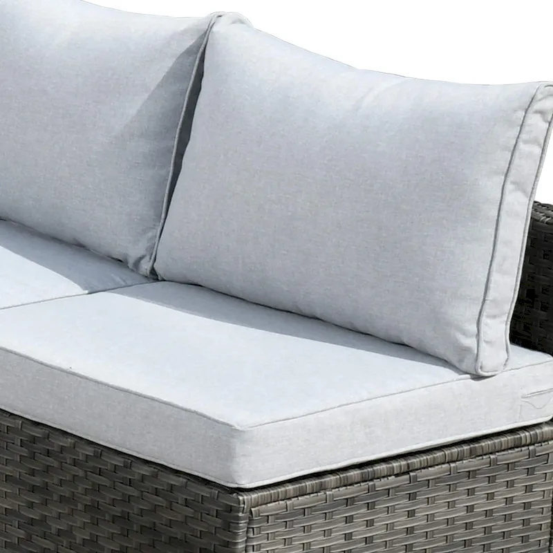 HOOOWOOO 10-piece Grey Rattan Patio Furniture Set with Fire Pit