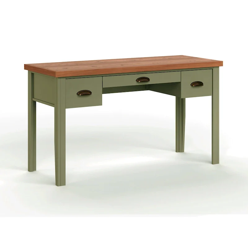 Two-Tone Writing Desk with Bronze Hardware - 53 Inch