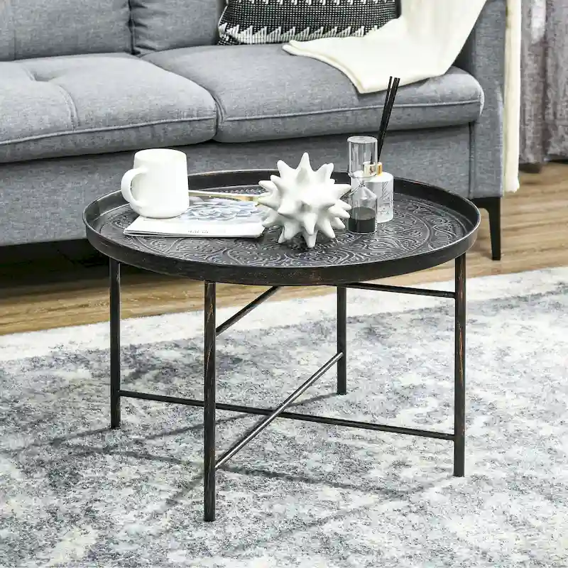 Black Round Coffee Table 24