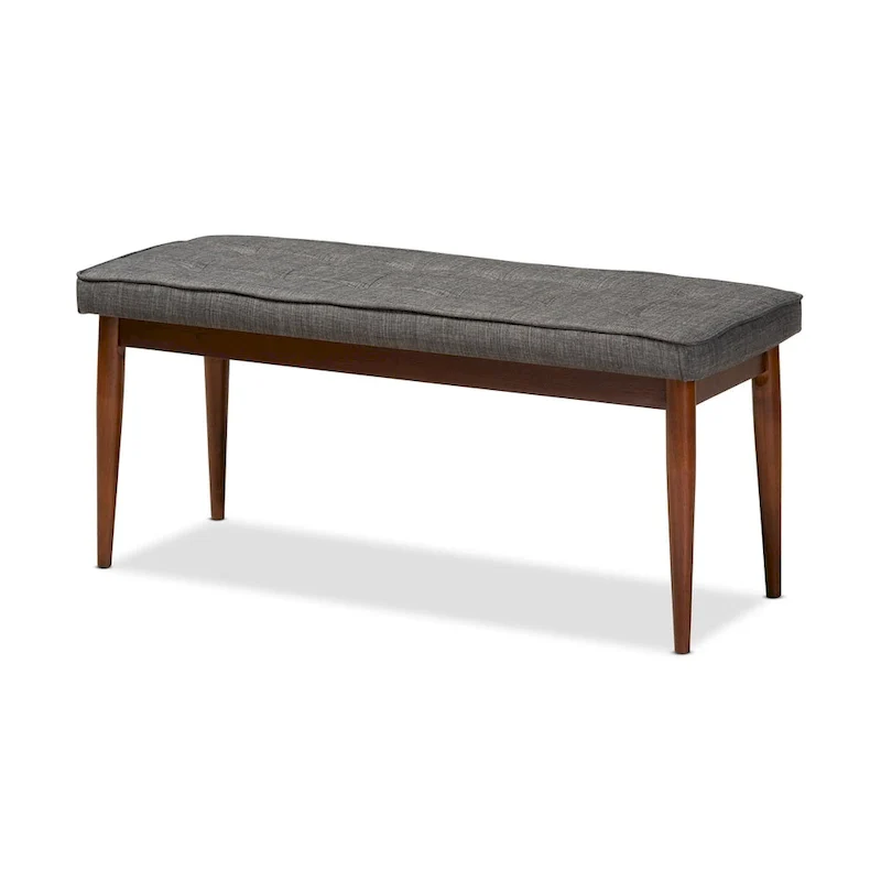 Mid-Century Modern Fabric Upholstered Dining Bench