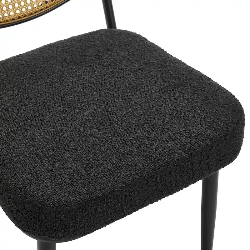 Upholstered Rattan Dining Chairs Side Chair Set of 2 - 33.86H x 18.9W x 22.83D