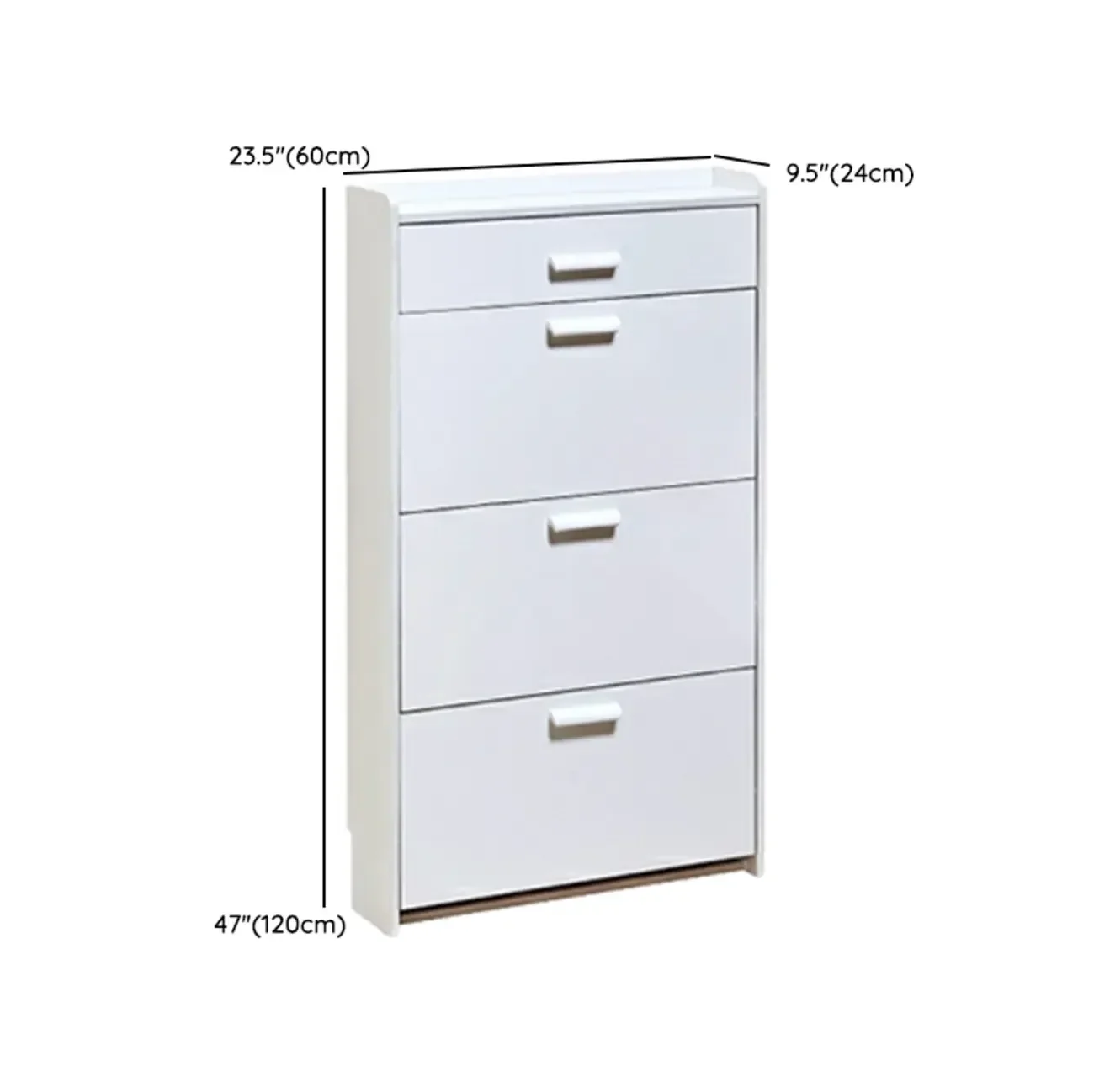 Narrow Wall-Mounted White Shoe Cabinet with Drawers