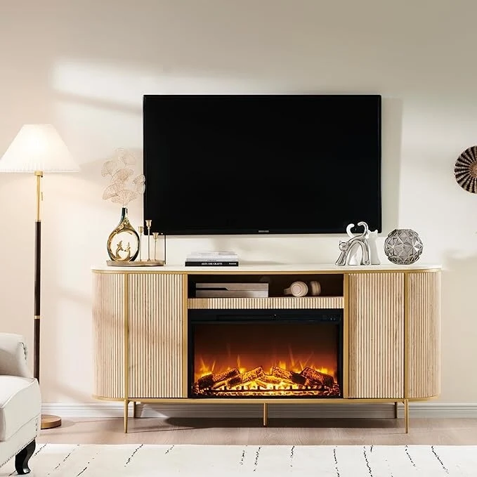 70  Modern Luxury Fireplace TV Stand, Entertainment Center, TV Console
