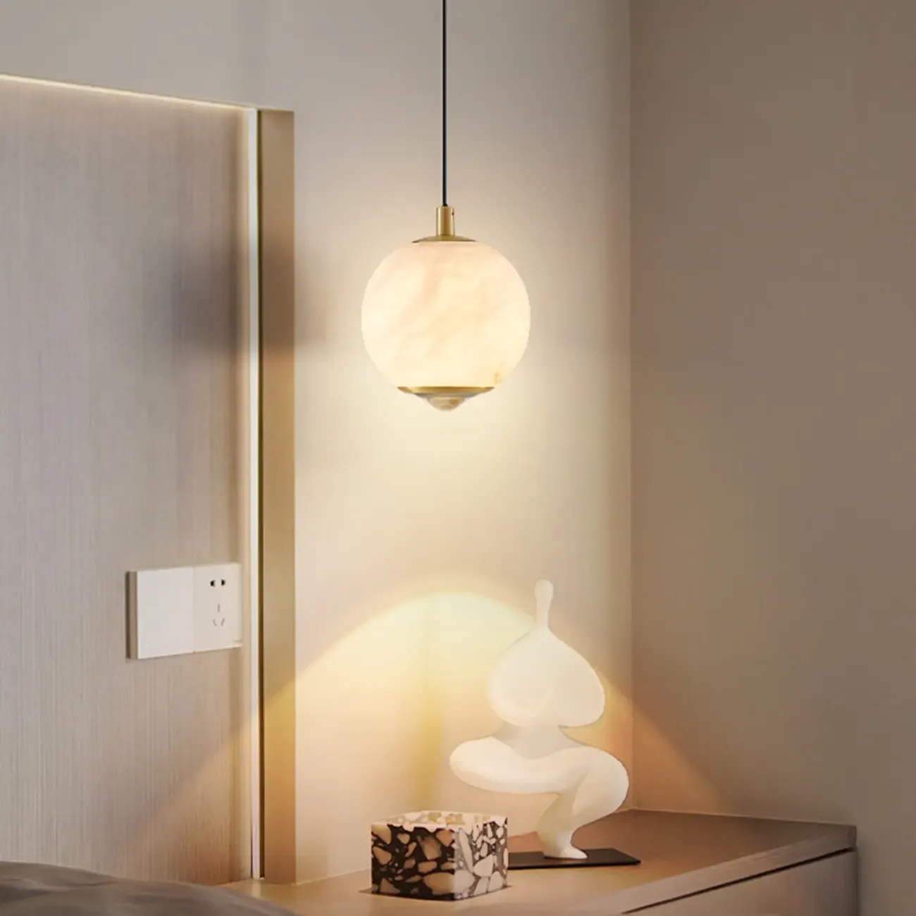 Modern Gold Globe Alabaster Kitchen Pendant Lighting