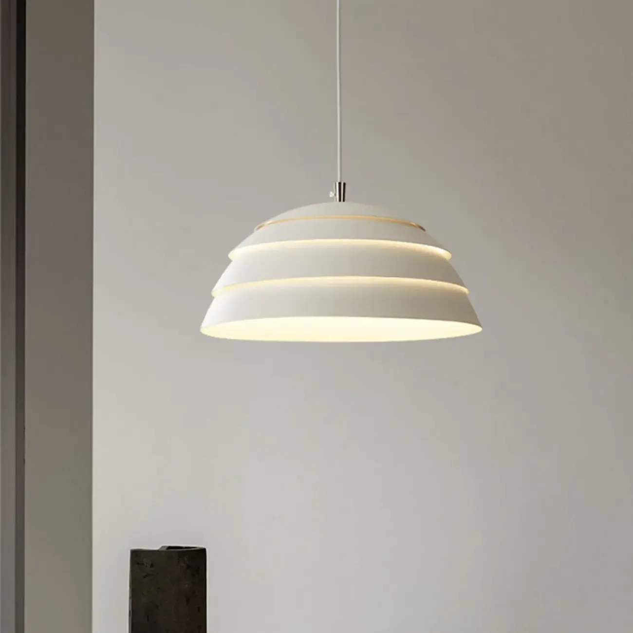 White Layered Iron Dome Kitchen Pendant Light