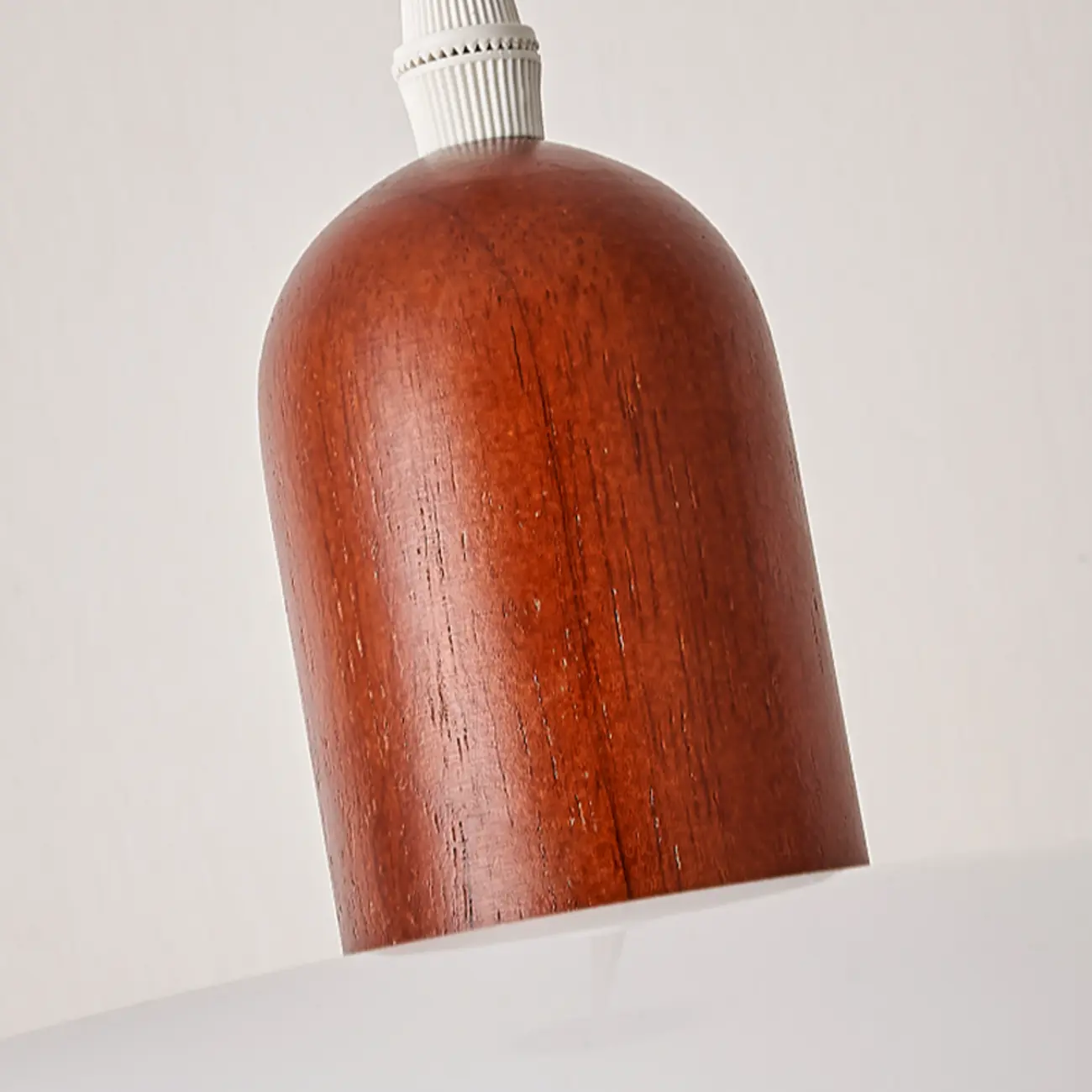 Modern White Glass Pendant Light with Solid Wood Accent