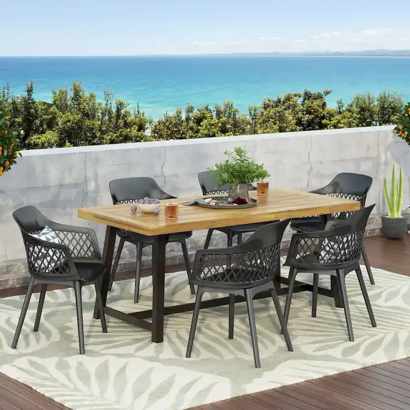 Castellina Wood/ Resin Outdoor 7-piece Dining Set by Christopher Knight Home
