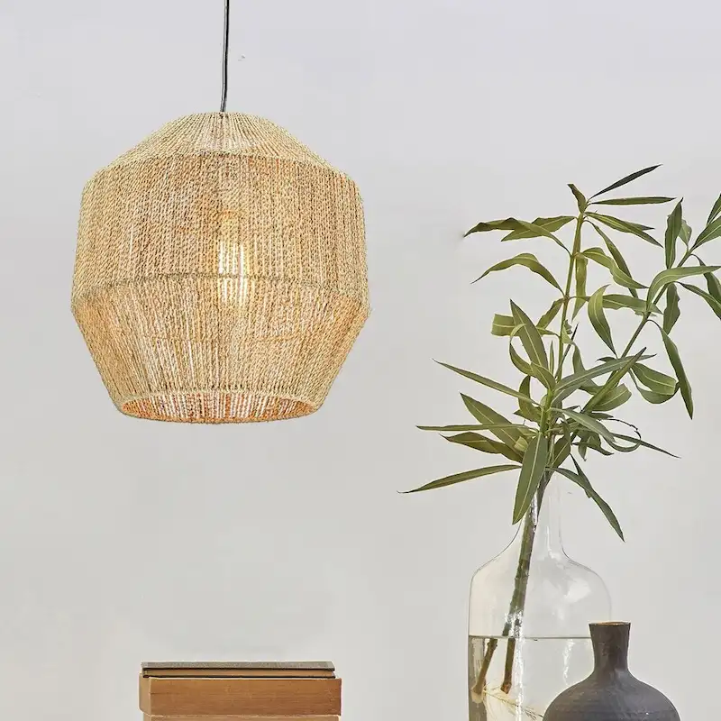 American Art Decor Swag Style Hemp Rope Hanging Pendant Lamp (12.5 )