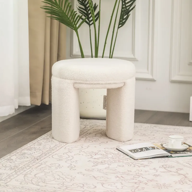 Adeco Ottoman Small Teddy Low Foot Stool Vanity Stool