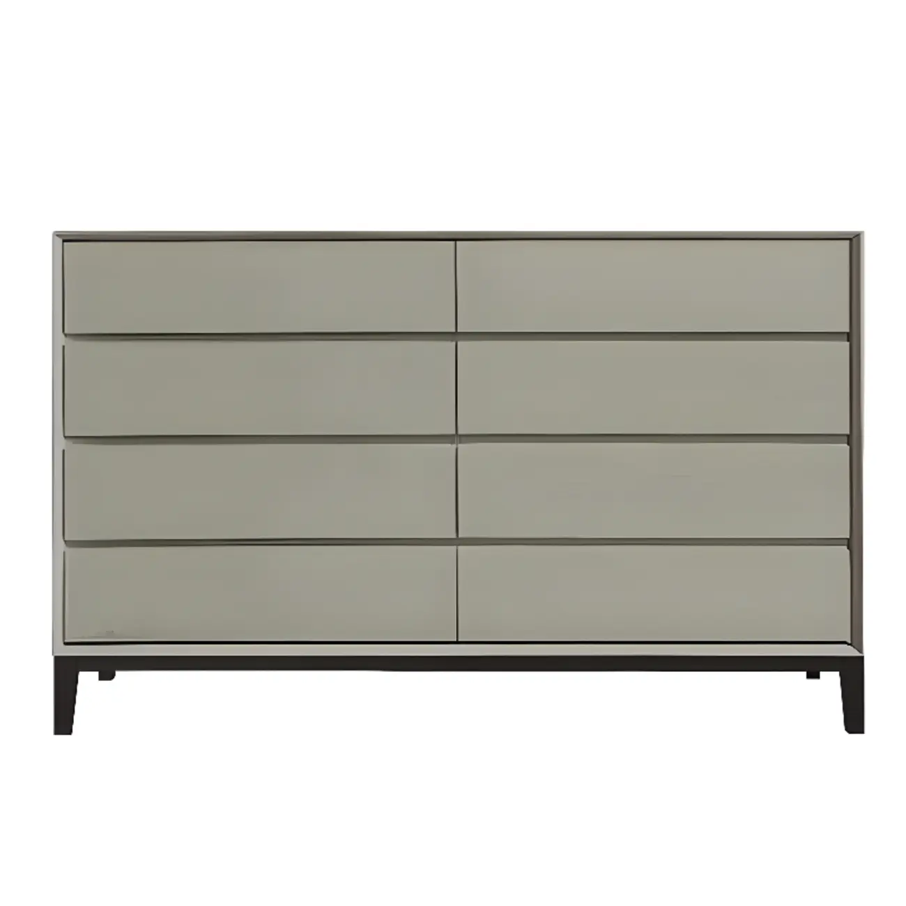 Modern White Wooden Double Dresser with Soft-Close Drawers