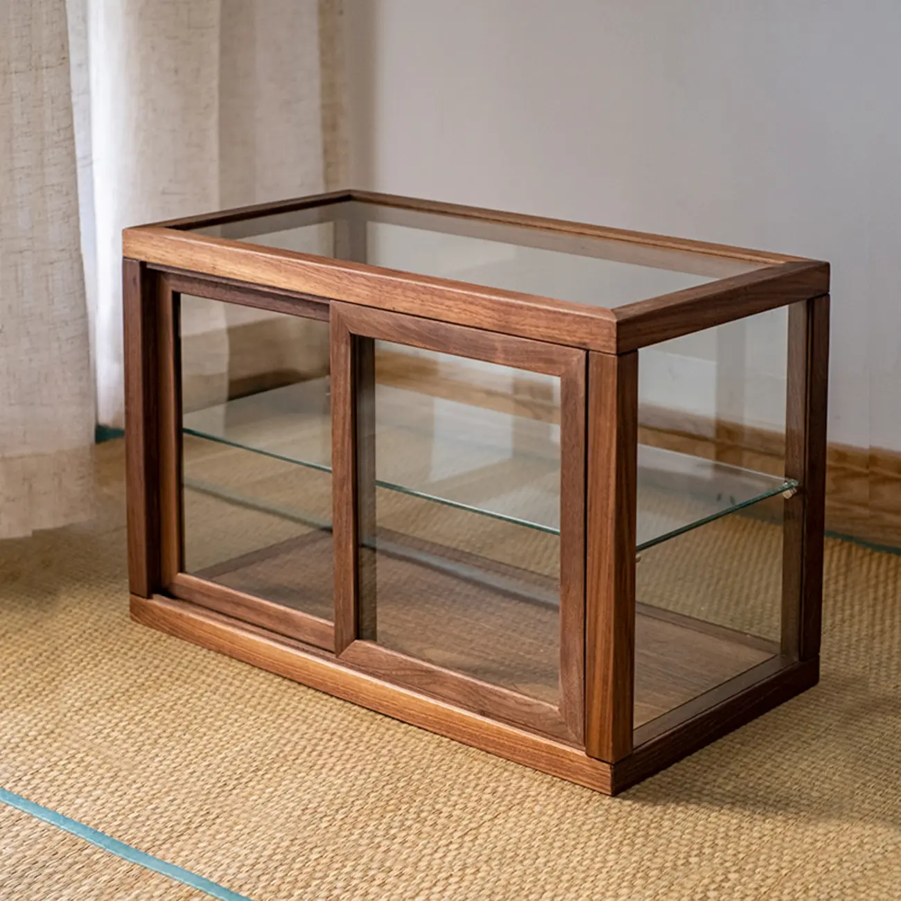Small Wooden Glass Display Curio Cabinet Tableytop