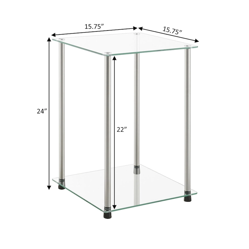 Convenience Concepts Designs2Go Classic Glass 2 Tier Square End Table