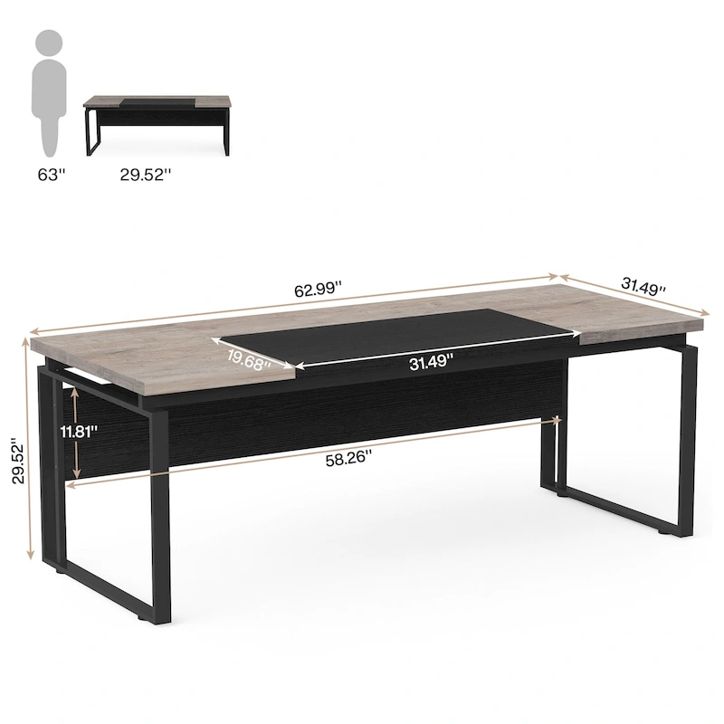 63 Modern Executive Computer Desk, 5FT Home Office Desk (Only Desk)