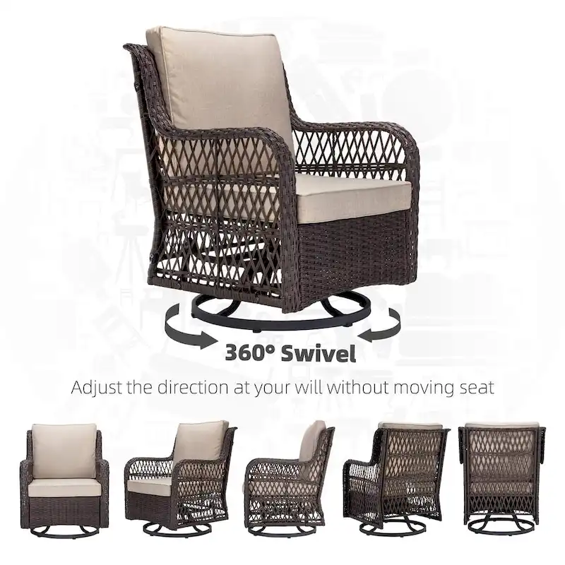 3 Pieces Rocking Wicker Bistro Set