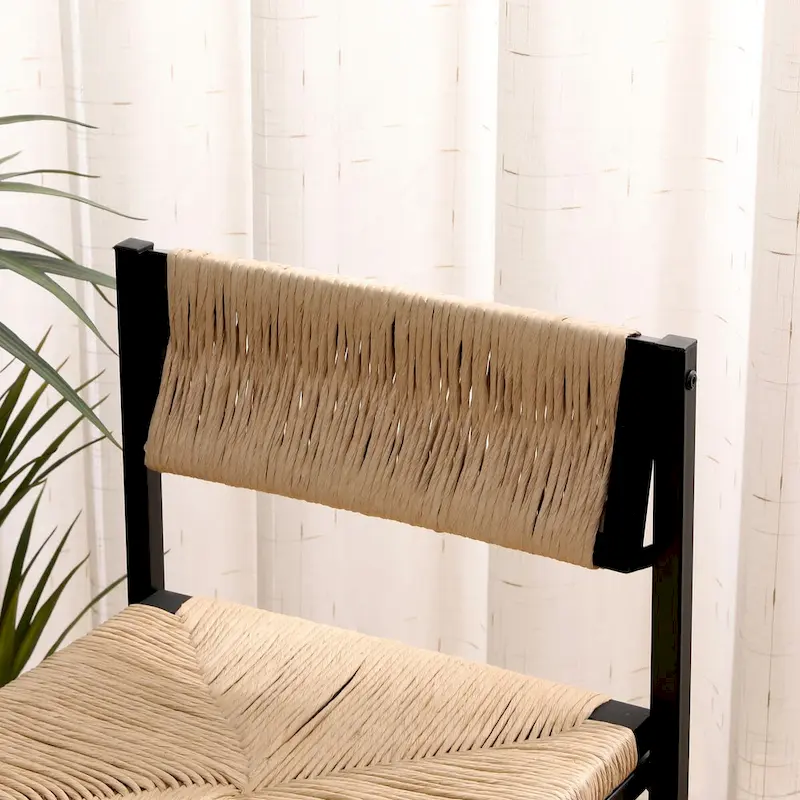 Bar Stools Set of 2 Paper Rope Weave Dining Chairs