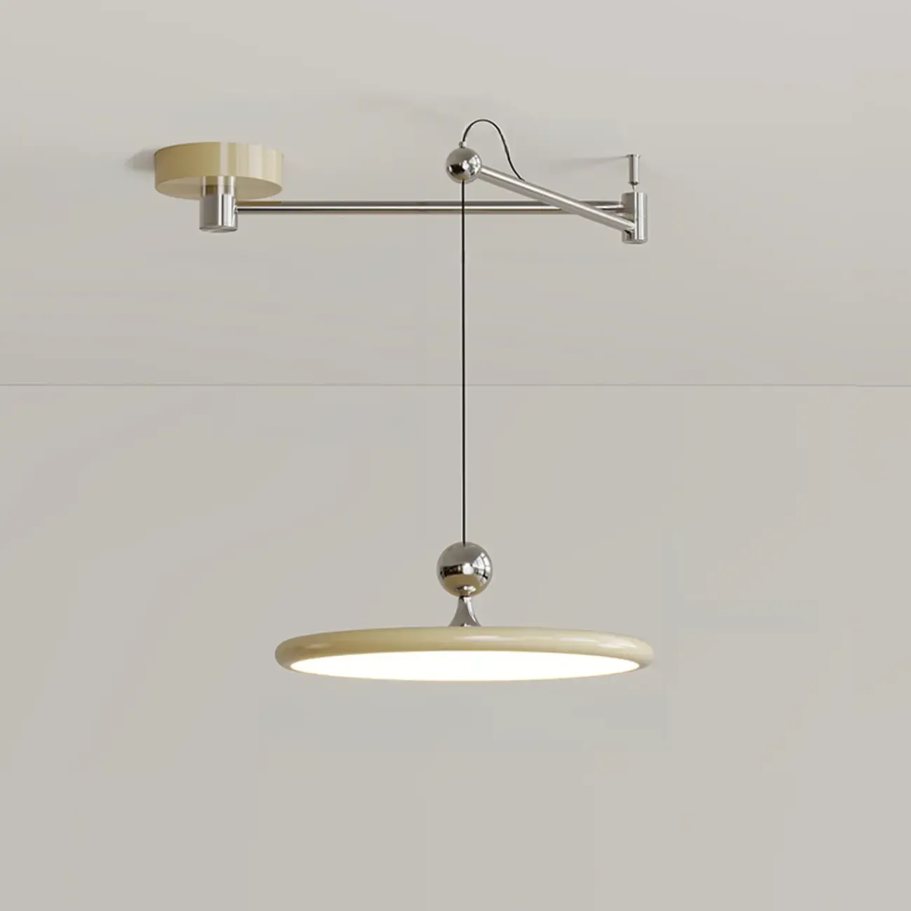 Modern Metal Red Swing Arm Pendant Light with Acrylic Shade