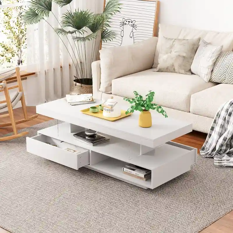 Coffee Table with 2 Drawers and Display Shelves