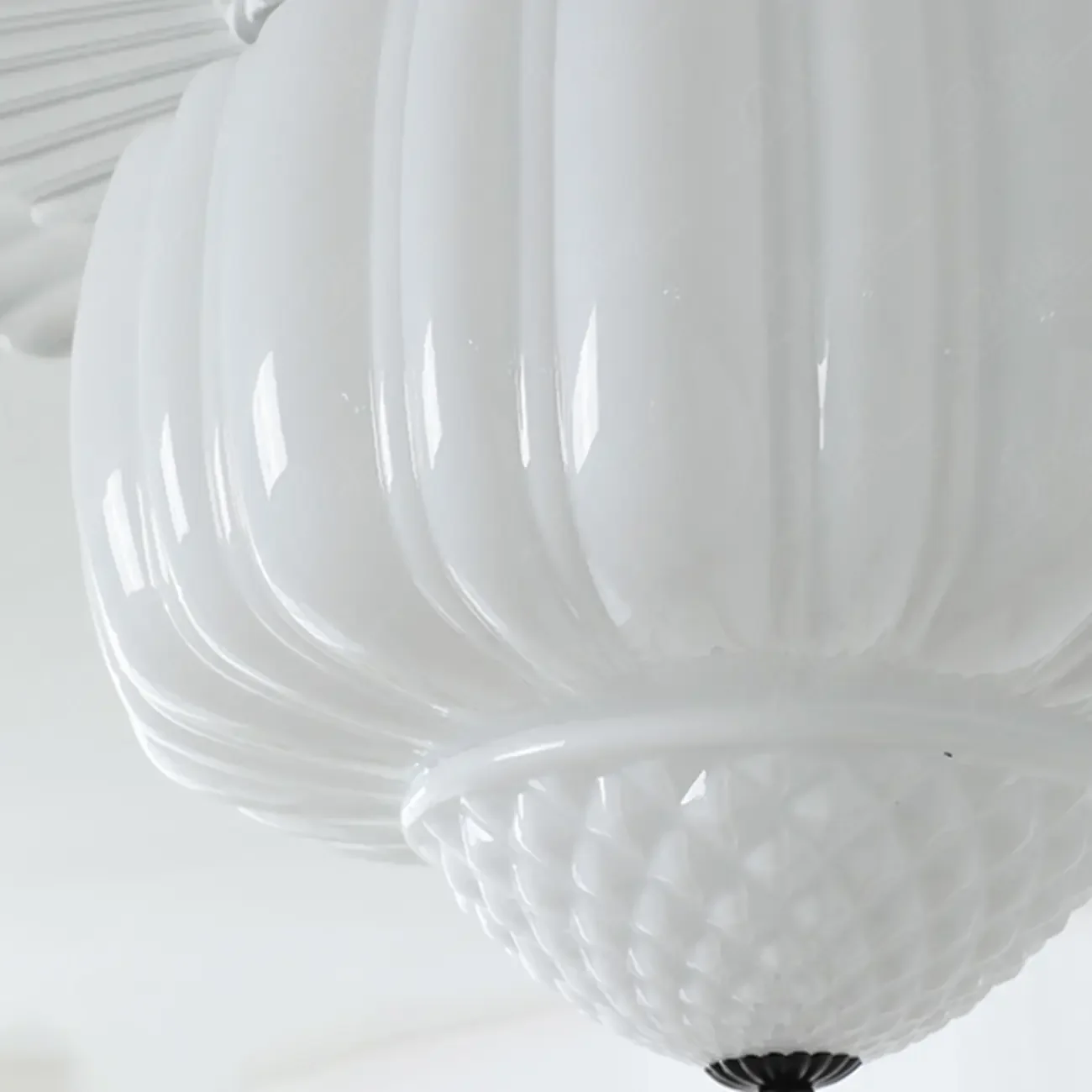 Mini Modern Round Drum Glass Semi Flush Ceiling Light