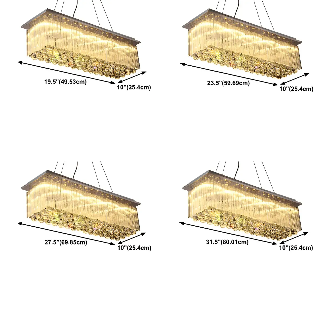 Luxurious Crystal LED Rectangular Pendant Light