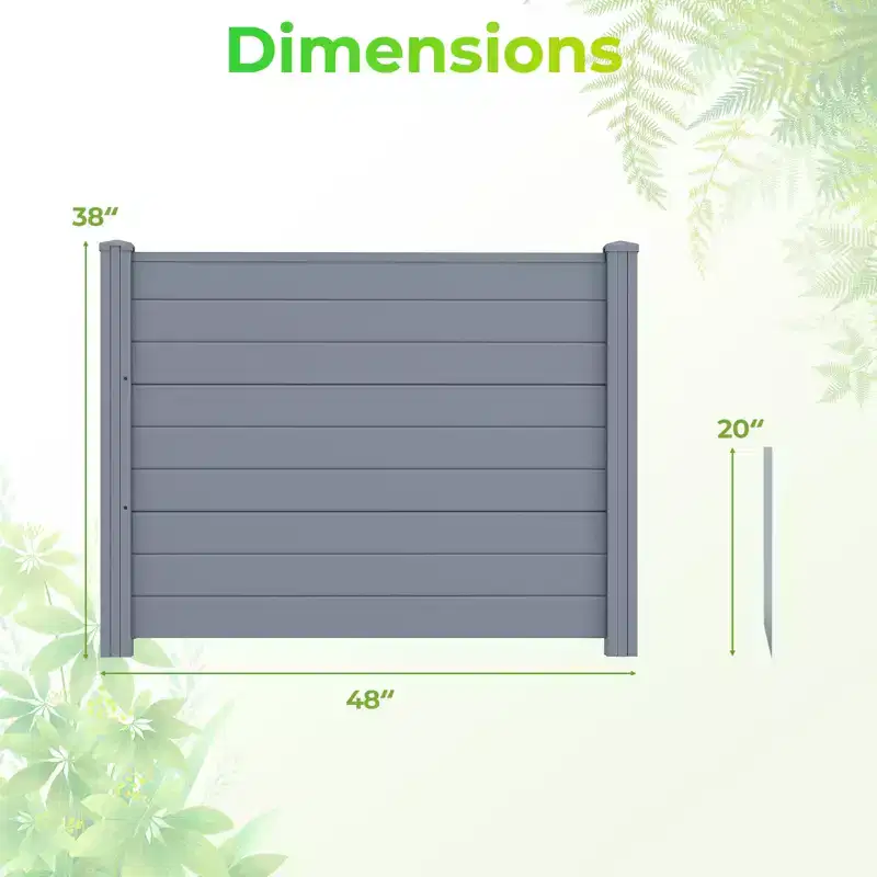 Costway 48'' x 38'' Air Conditioner Fence 4 Panels w/Metal Ground Stakes No Dig Trash Can