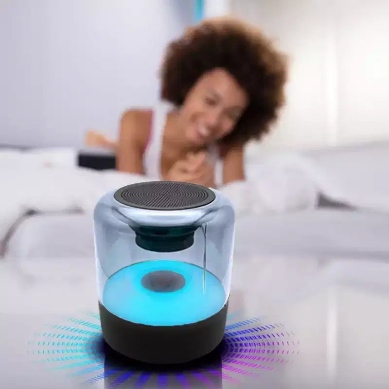 Link LED 3D Multi Color Transparent Bluetooth Cylinder Speaker Great For Bedrooms, Dens, Office and Dorm Rooms Makes A Great Gift