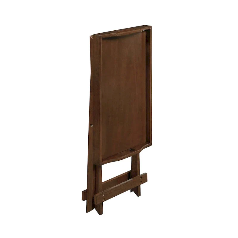 Black Folding Tray Table with Wood Legs