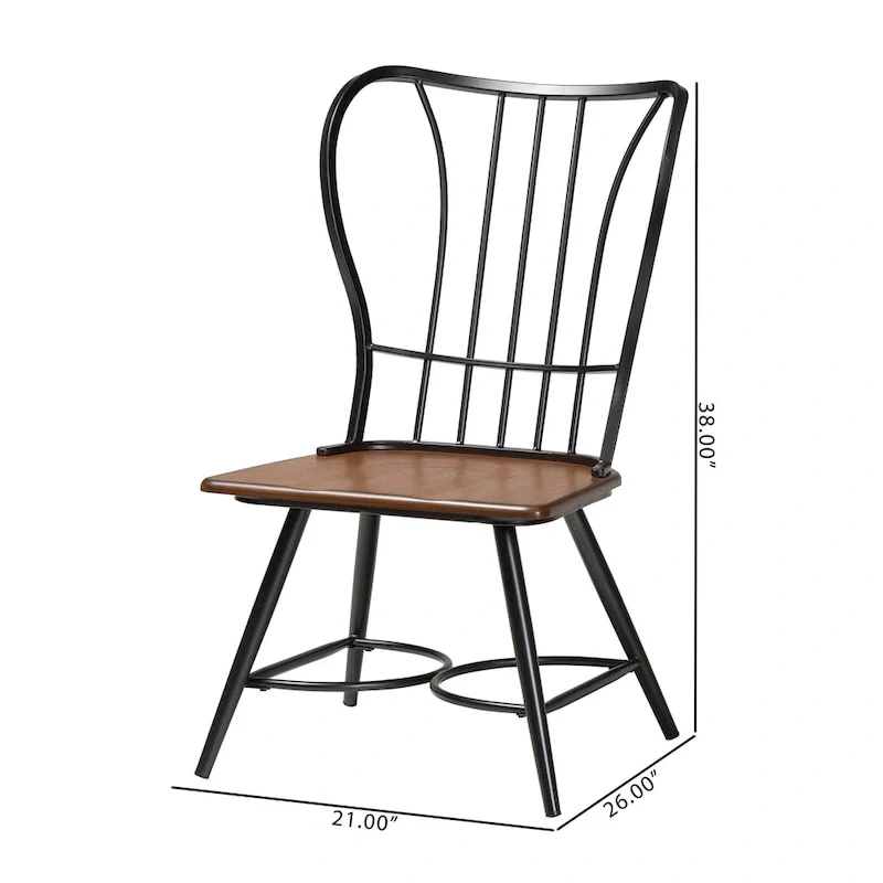 Industrial Metal and Wood Dining Chairs (Set of 2)