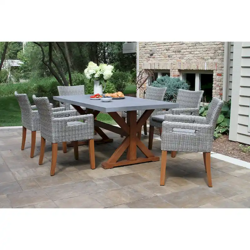Nadine 7pc Composite and Eucalyptus Dining Set