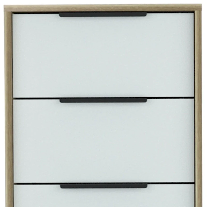 Wood Modern 5 Drawer Dresser Chest with Metal Glides and Handles