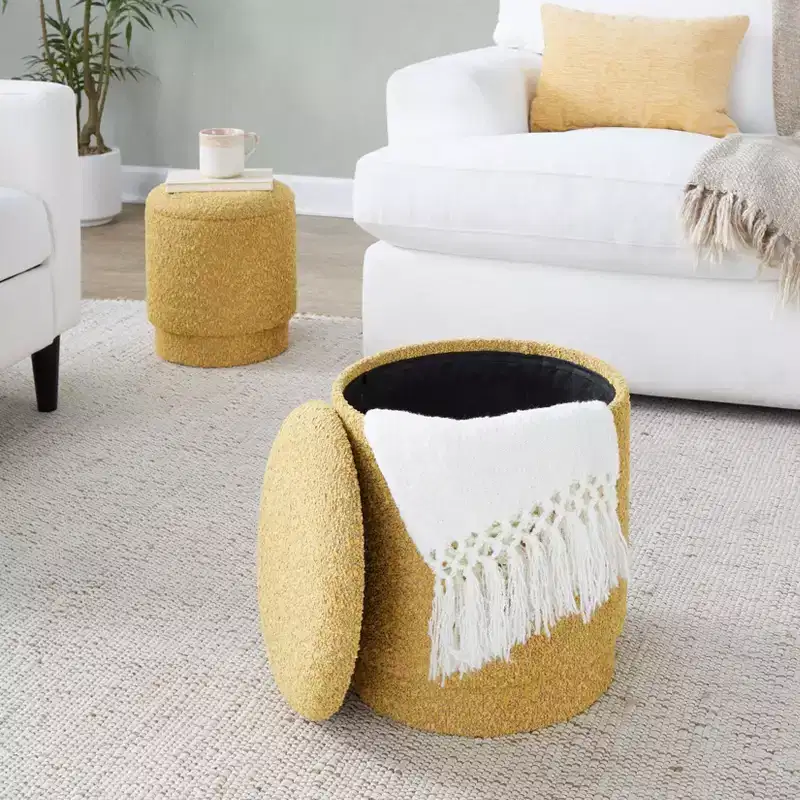 LumiSource Marla Upholstered Ottoman Set Fabric